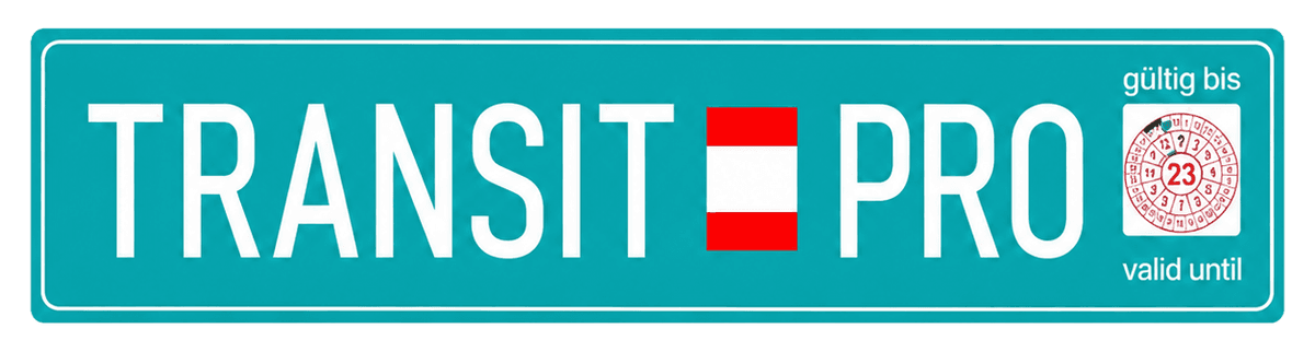 Transit Pro — Österreichische Transitkennzeichen auf weißem Hintergrund